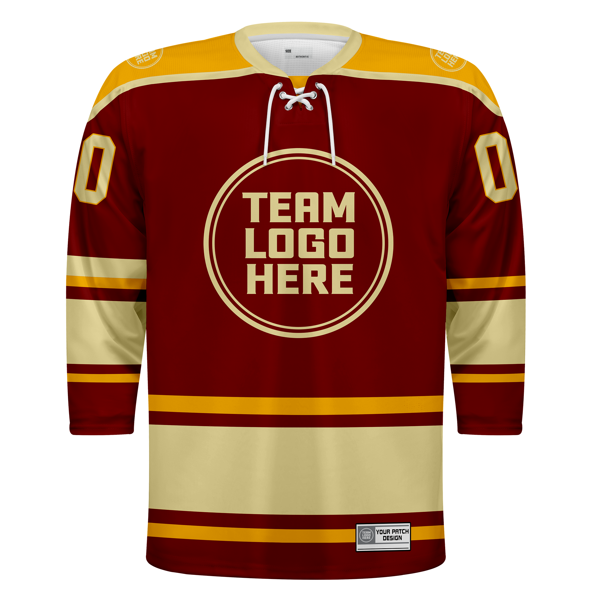 Custom Hockey Jersey Varsity Teamwear  VT-301 MaroonGoldBeige