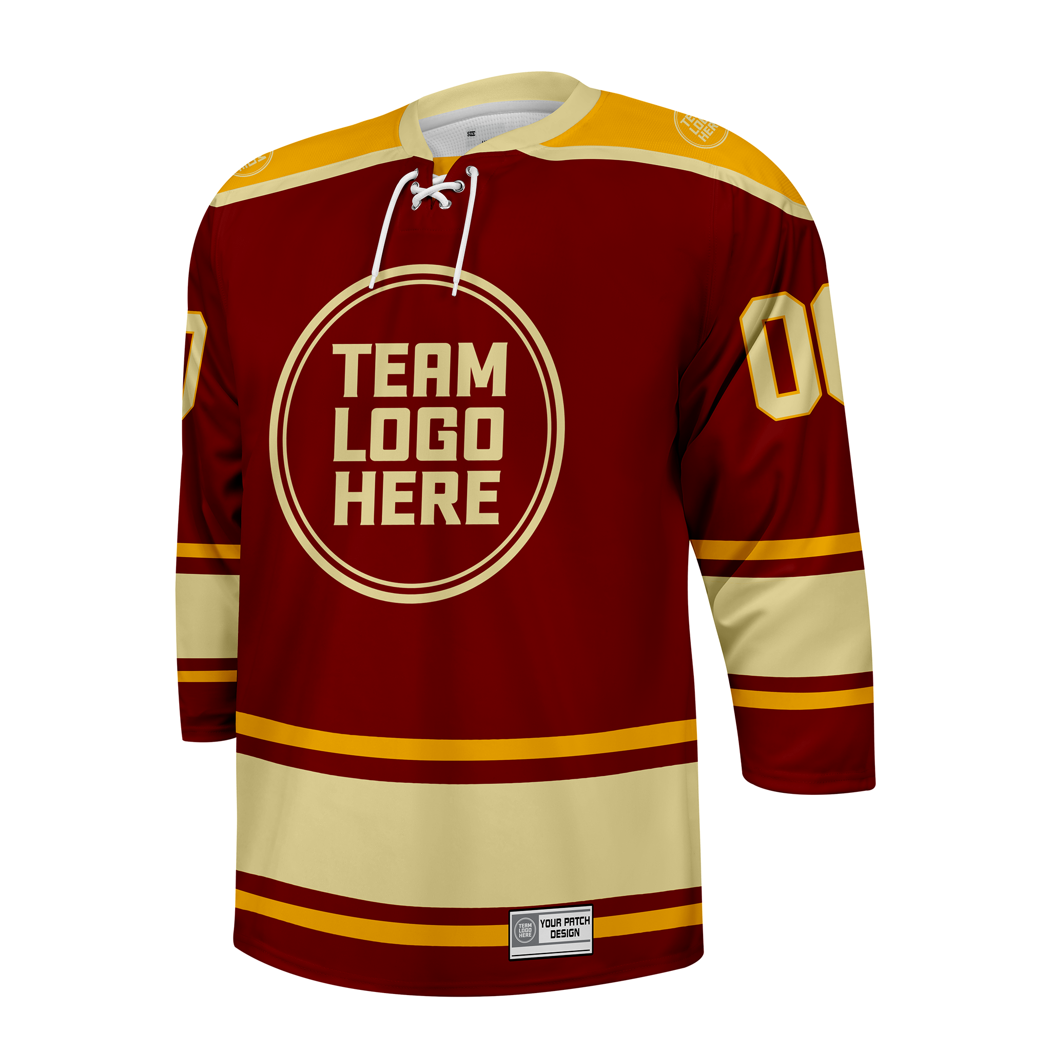 Custom Hockey Jersey Varsity Teamwear  VT-301 MaroonGoldBeige