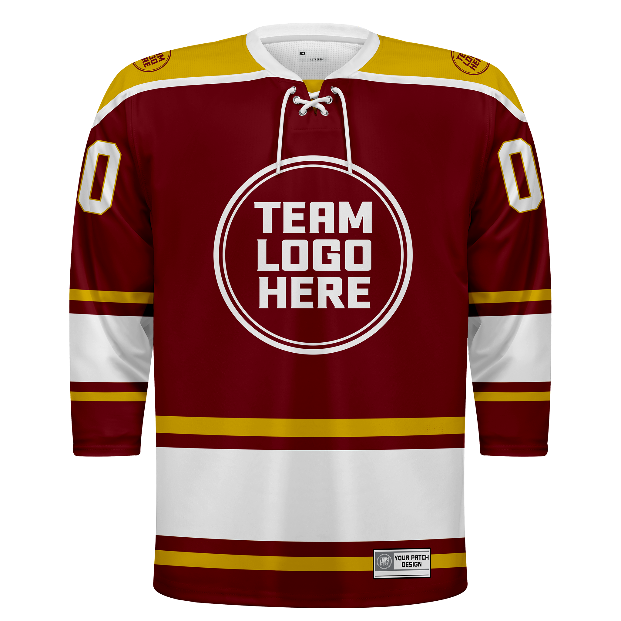 Custom Hockey Jersey Varsity Teamwear  VT-301 BurgundyWhiteGold