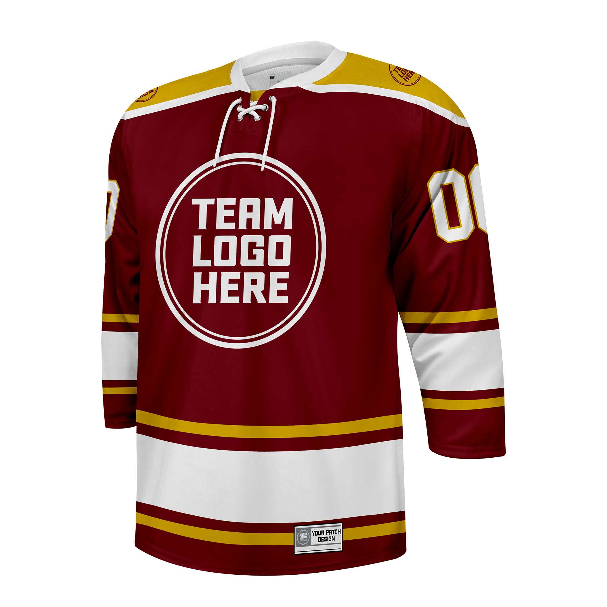 Custom Hockey Jersey Varsity Teamwear  VT-301 BurgundyWhiteGold