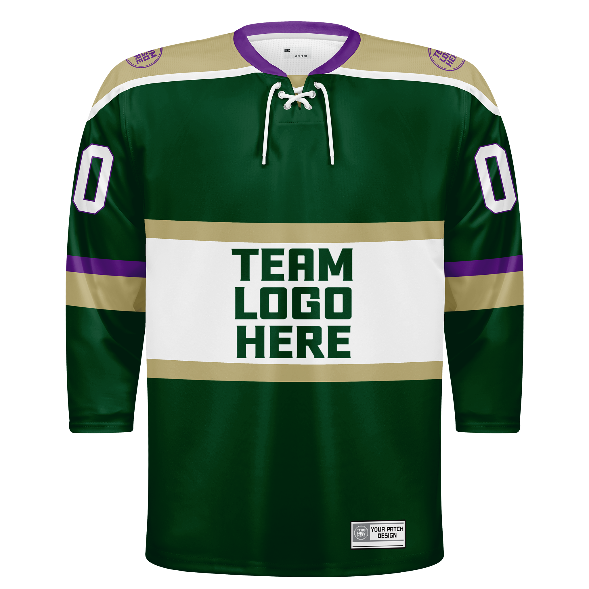 Custom Hockey Jersey Varsity Teamwear  VT-302 ForestGoldWhitePurple