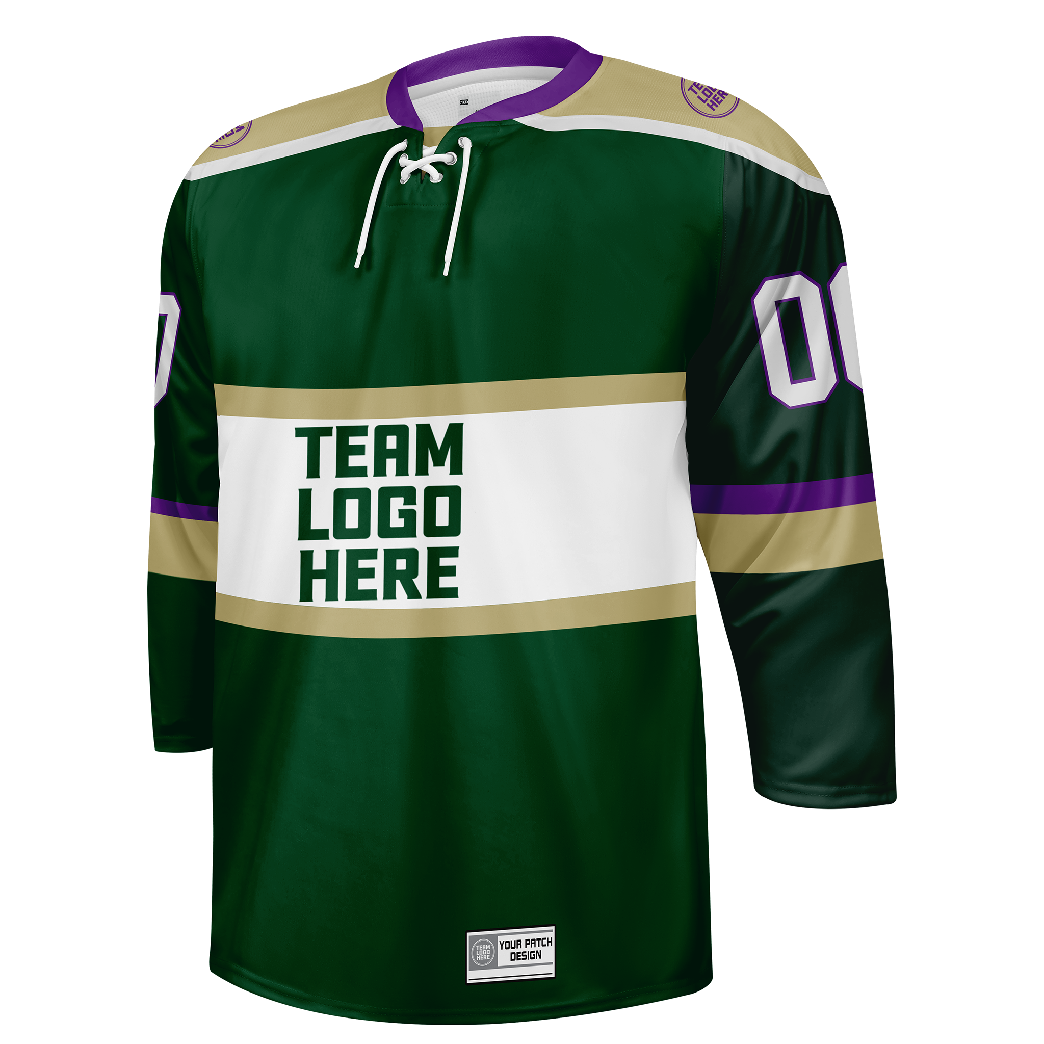 Custom Hockey Jersey Varsity Teamwear  VT-302 ForestGoldWhitePurple