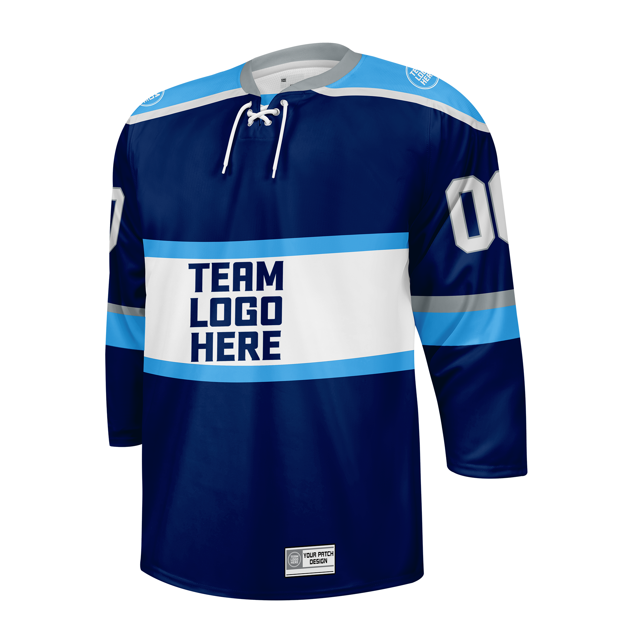 Custom Hockey Jersey Varsity Teamwear  VT-302 NavySkyWhiteSilver