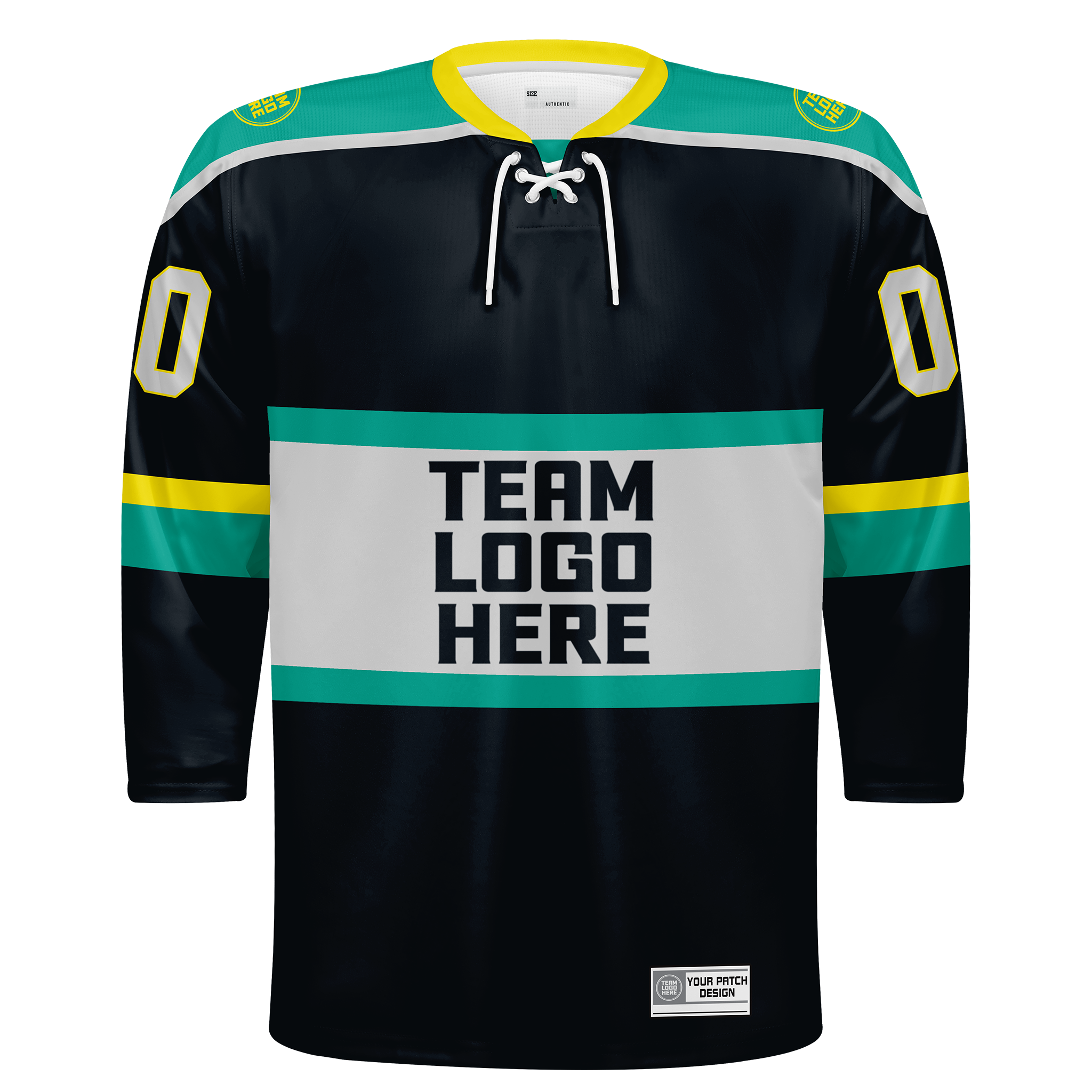 Custom Hockey Jersey Varsity Teamwear  VT-302 BlackTealGreyYellow