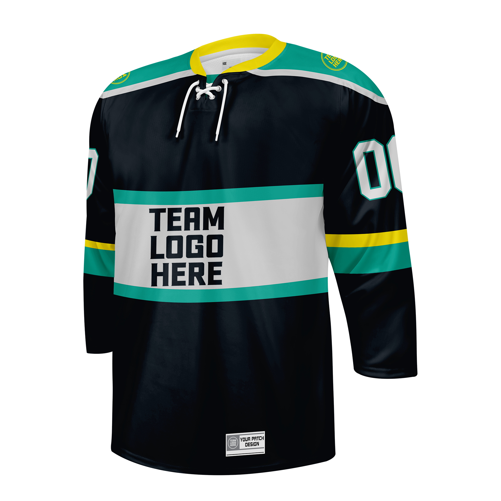 Custom Hockey Jersey Varsity Teamwear  VT-302 BlackTealGreyYellow
