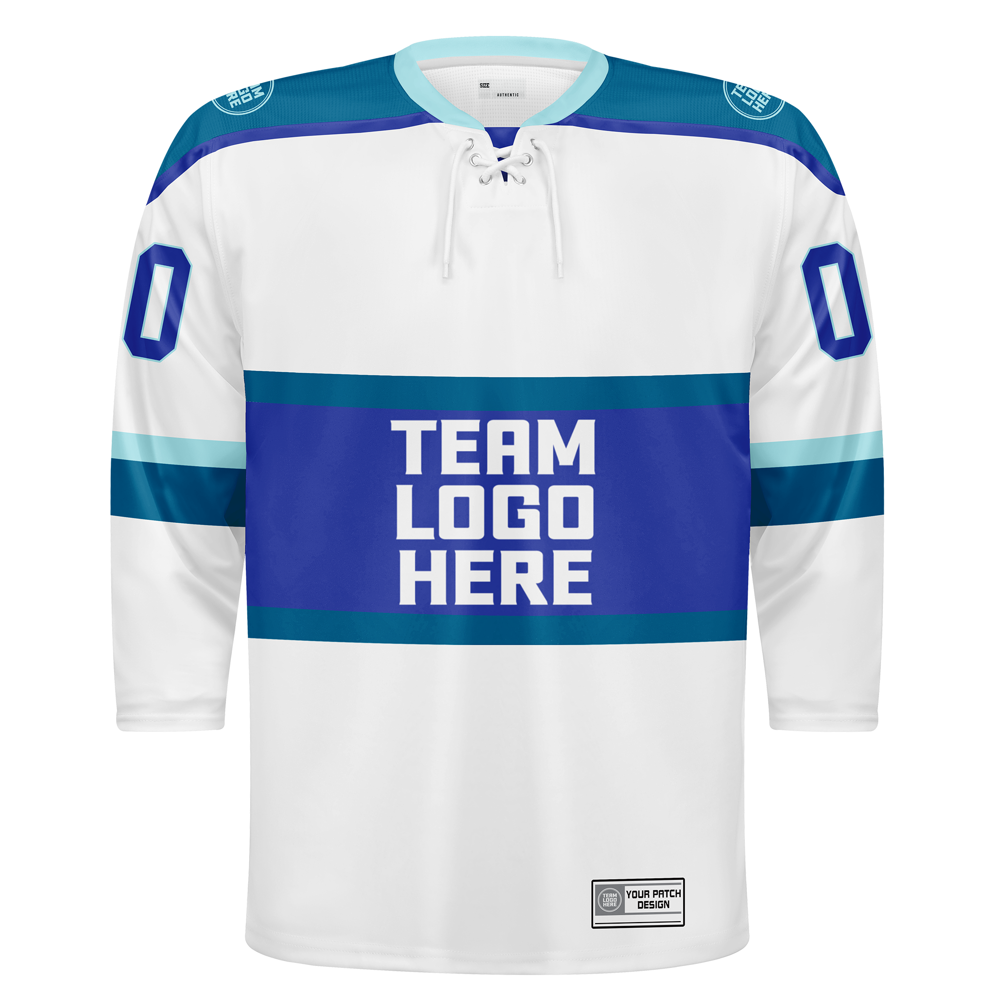 Custom Hockey Jersey Varsity Teamwear  VT-302 WhiteBlueIndigoTeal