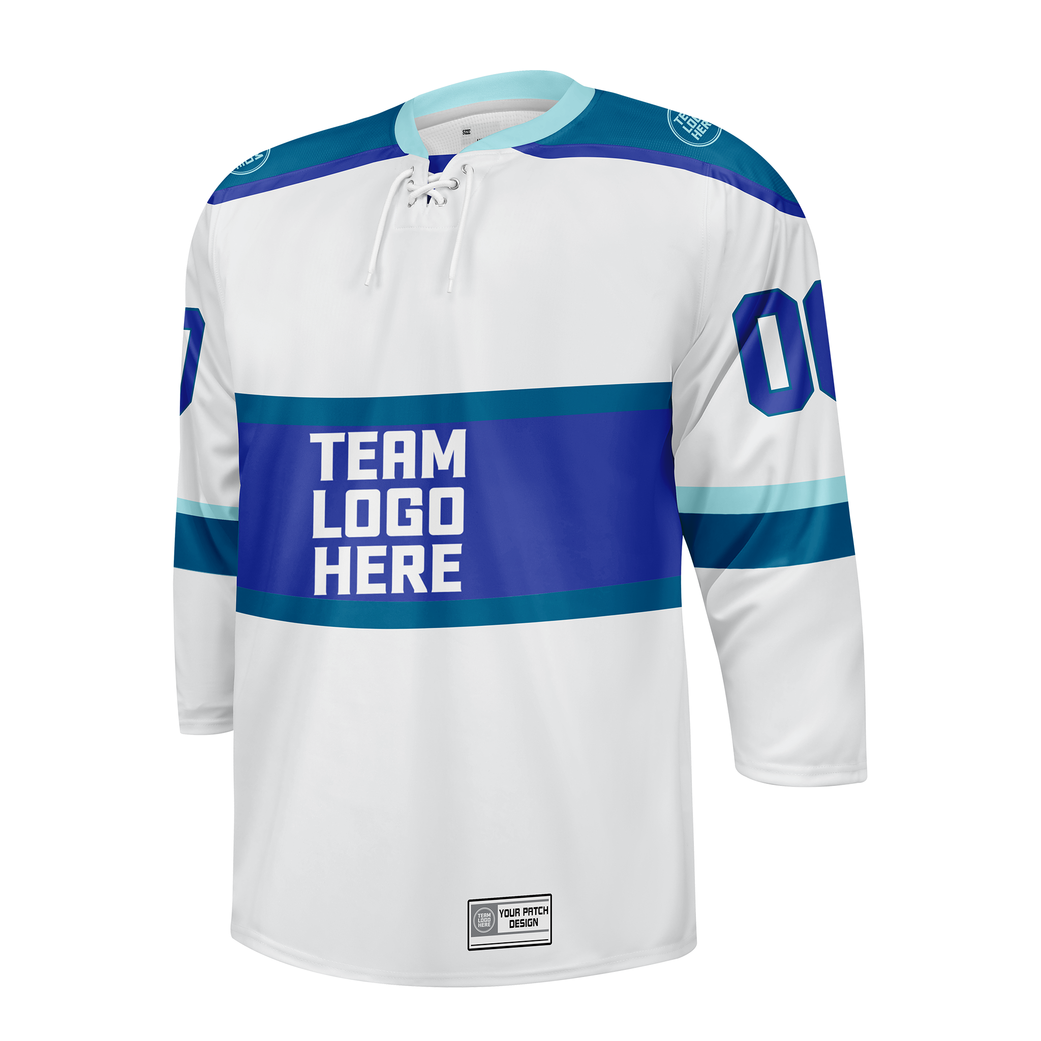 Custom Hockey Jersey Varsity Teamwear  VT-302 WhiteBlueIndigoTeal