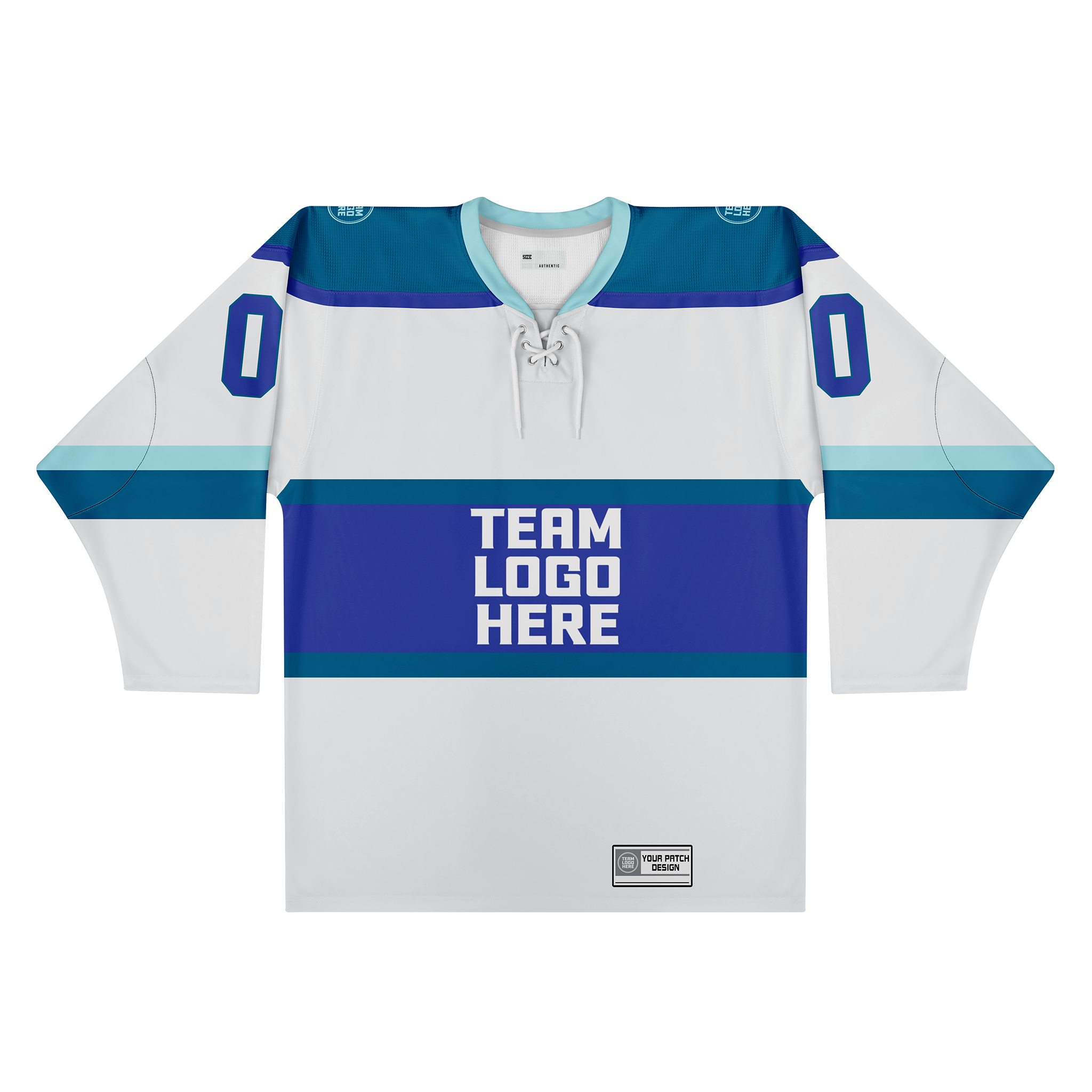 Custom Hockey Jersey Varsity Teamwear  VT-302 WhiteBlueIndigoTeal