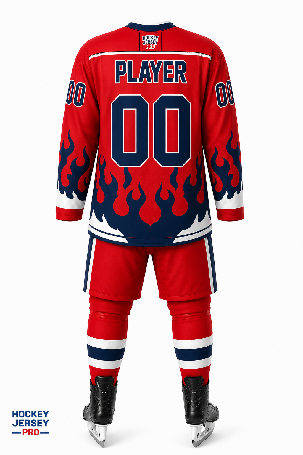 Red Flame Custom Hockey Uniform Set