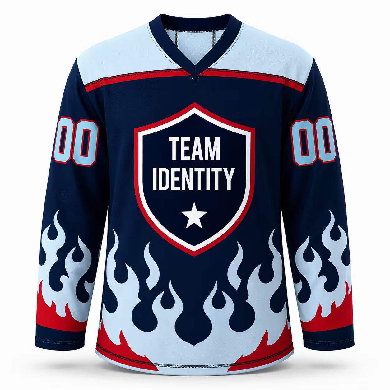 Frost Flame Shield Custom Hockey Jersey