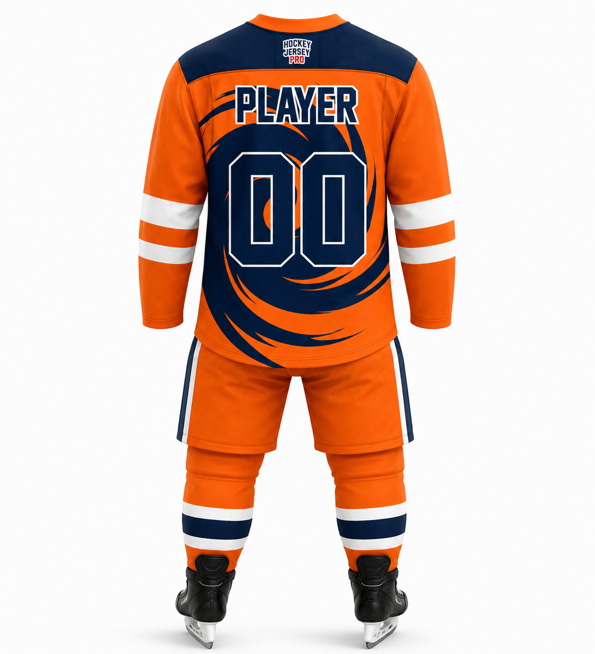 Orange Vortex Custom Hockey Uniform Set