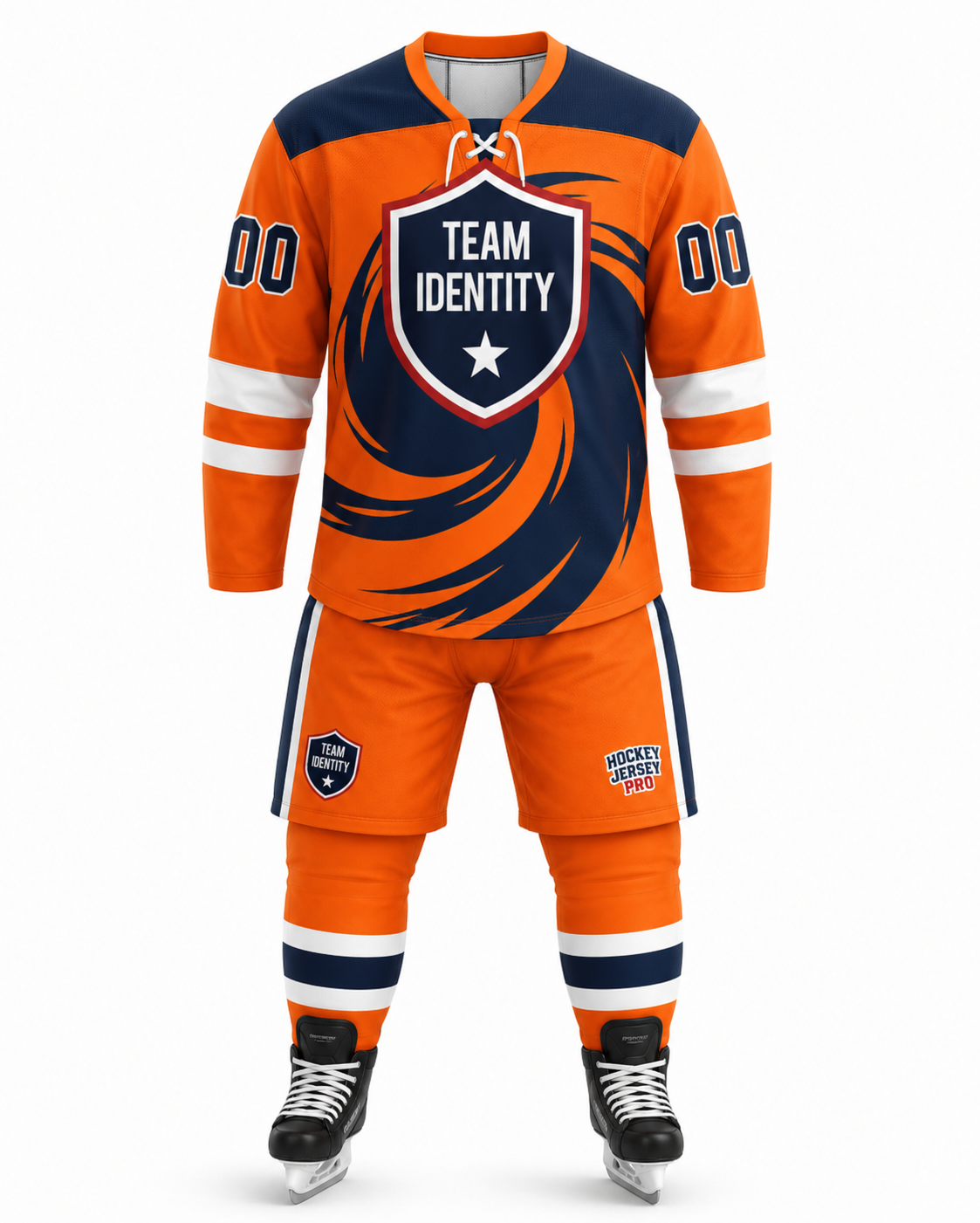Orange Vortex Custom Hockey Uniform Set